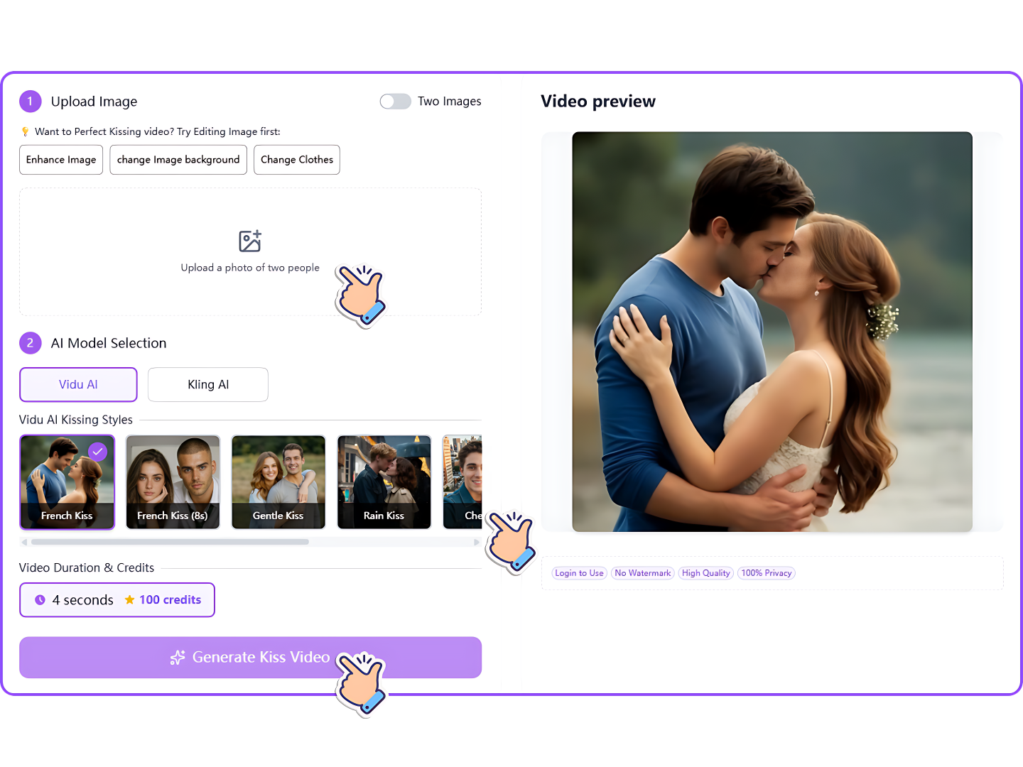 How to Create with AI Kissing Video Generator Free in 3 Steps