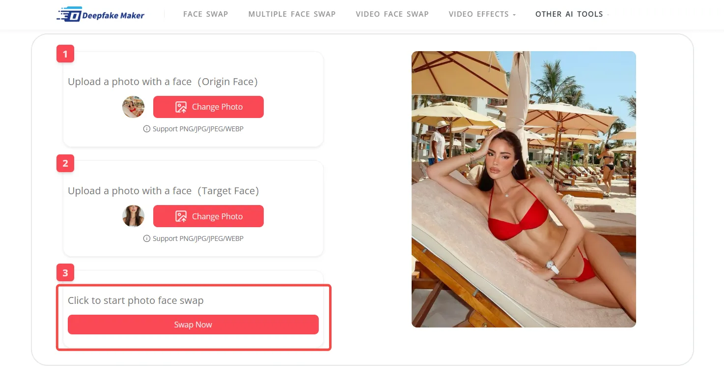 Click “Swap Now” to Generate and Download