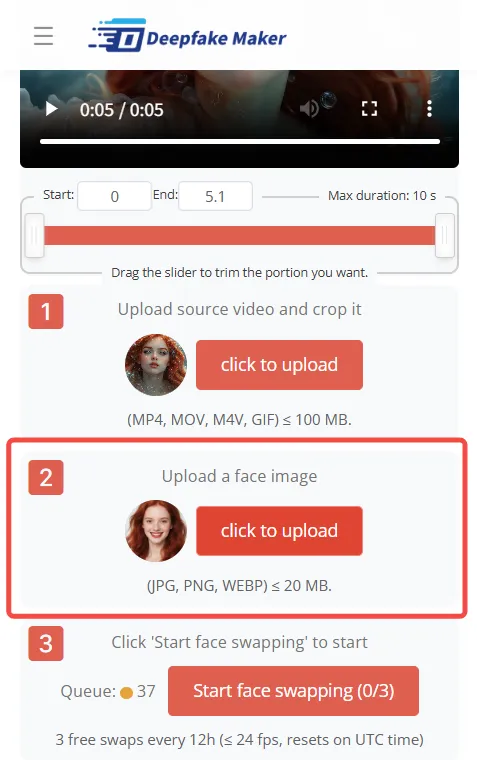 Step 4: Upload Face Image