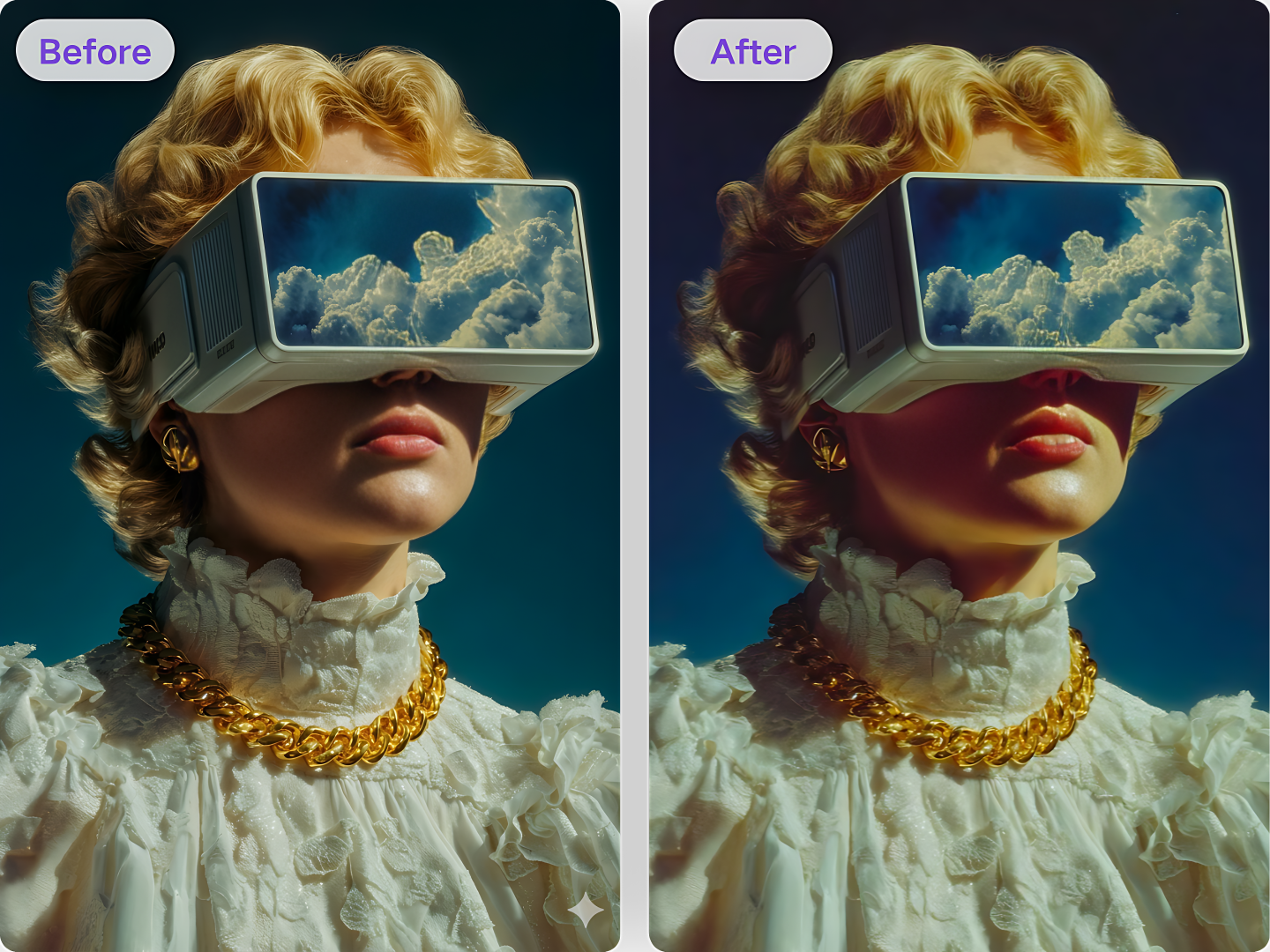 AI Filter before and after preview