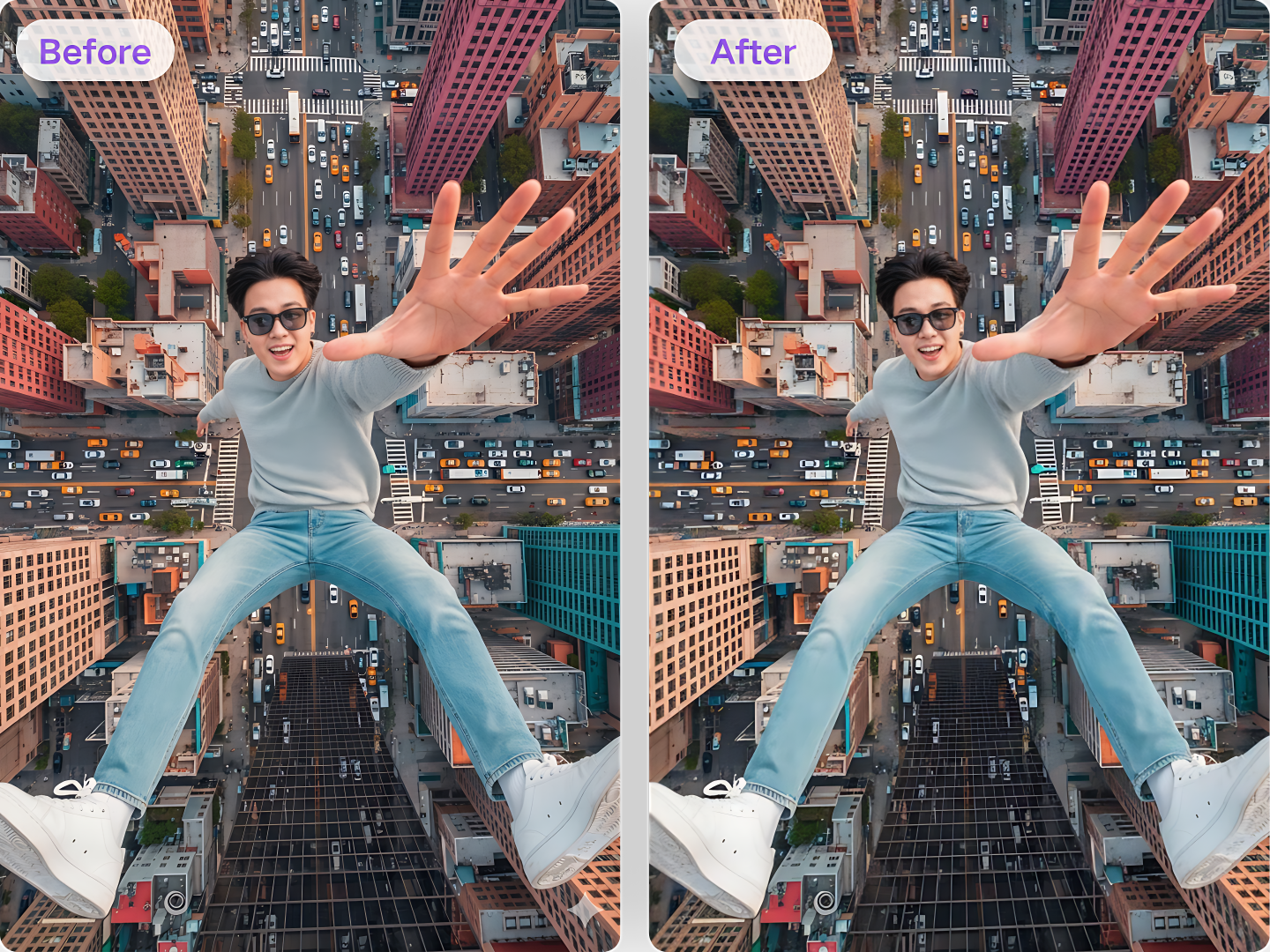 AI Filter before and after preview
