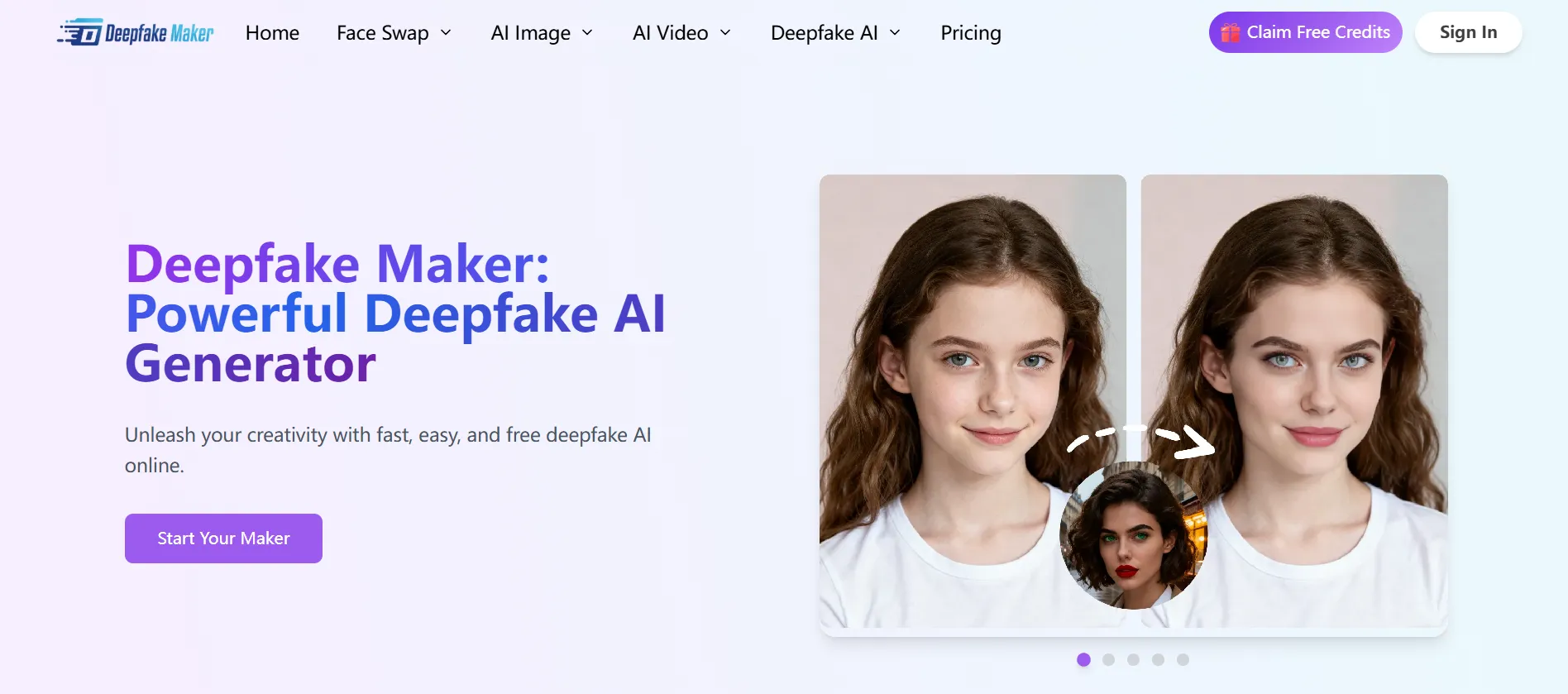 deepfake maker homepage