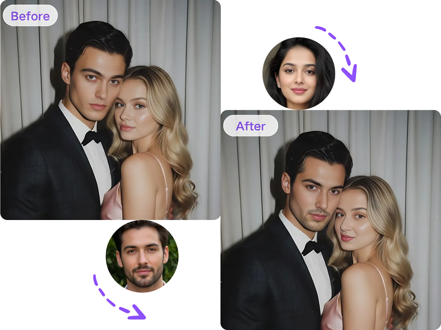 تبديل الوجه في الفيديو لوجوه متعددة